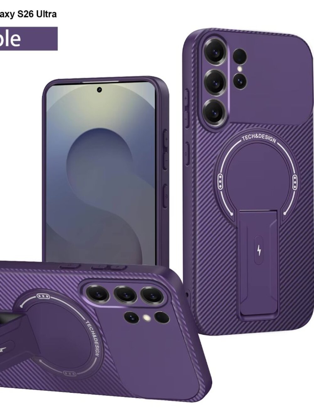Echo Design Magnetic Kickstand Phone Case for Galaxy S26 Ultra - Purple